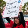 About 100 teachers rallied at the Clark County School District administration building on West Sahara Avenue to protest potential layoffs and working conditions on Wednesday, Feb. 8, 2012. About 100 teachers rallied at the Clark County School District administration building on West Sahara Avenue to protest potential layoffs and working conditions on Wednesday, Feb. 8, 2012.