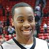 UNLV guards Kevin Olekaibe and Daquan Cook smile while walking off the court after their game against Utah State Wednesday, Jan. 22, 2014 at the Thomas & Mack Center. UNLV won 62-42. UNLV guards Kevin Olekaibe and Daquan Cook smile while walking off the court after their game against Utah State Wednesday, Jan. 22, 2014 at the Thomas & Mack Center. UNLV won 62-42.