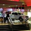A Ford pickup is shown after crashing through the entrance of the Stratosphere on Wednesday, Sept. 10, 2014.