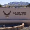 A monument sign near the main gate at Nellis Air Force Base in Las Vegas Wednesday, Feb. 25, 2015.