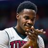 UNLV forward Dwayne Morgan (15) is pleased with his team's performance over Northern Arizona during their game at the Thomas & Mack Center on Tuesday, Nov. 22, 2016. UNLV forward Dwayne Morgan (15) is pleased with his team's performance over Northern Arizona during their game at the Thomas & Mack Center on Tuesday, Nov. 22, 2016.