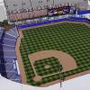 An artist's rendering is displayed during a groundbreaking ceremony for Las Vegas Ballpark, a 10,000-fan capacity baseball stadium and future home of the Las Vegas 51s, in Summerlin Friday, Feb. 23, 2018.