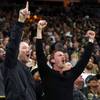 Fans react to an empty net goal by Vegas Golden Knights defenseman Nate Schmidt during the third period at T-Mobile Arena Tuesday, Feb. 26, 2019. Fans react to an empty net goal by Vegas Golden Knights defenseman Nate Schmidt during the third period at T-Mobile Arena Tuesday, Feb. 26, 2019.