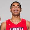 Liberty player Julian Strawther (0) lays up the ball around Coronado player Tyrelle Hunt (10) during a game at Liberty High School Wednesday, Jan. 9, 2019. Liberty player Julian Strawther (0) lays up the ball around Coronado player Tyrelle Hunt (10) during a game at Liberty High School Wednesday, Jan. 9, 2019.