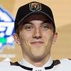Vegas Golden Knights pick Peyton Krebs, center, poses during the first round of the NHL hockey draft at Rogers Arena in Vancouver, British Columbia, Friday, June, 21, 2019. Vegas Golden Knights pick Peyton Krebs, center, poses during the first round of the NHL hockey draft at Rogers Arena in Vancouver, British Columbia, Friday, June, 21, 2019.
