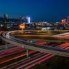 Traffic moves on the I-15 freeway in this time exposure photograph Friday, Jan. 6, 2023.