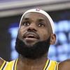 Los Angeles Lakers forward LeBron James watches Game 1 in a WNBA basketball final playoff series between the Las Vegas Aces and the New York Liberty at Michelob Ultra Arena in Mandalay Bay Sunday, Oct. 8, 2023.