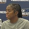 UNLV junior forward Desi-Rae Young speaks at a press conference in Baton Rouge, La., on March 16, 2023, before the women's basketball team's first-round NCAA Tournament game against Michigan.
