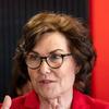 Sen. Jacky Rosen, D-Nev., responds to a question from a reporter after touring the UNLV School of Nursing Clinical Simulation Center Thursday, March 28, 2024. Rosen is promoting her bipartisan Train More Nurses Act that was recently passed by the U.S. Senate.