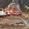 Debris covers State Route 160 after heavy rain and flash flooding Friday night, Sept. 1, 2023.