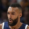 Minnesota Timberwolves center Rudy Gobert (27) in the second half of Game 1 of an NBA basketball second-round playoff series Saturday, May 4, 2024, in Denver.