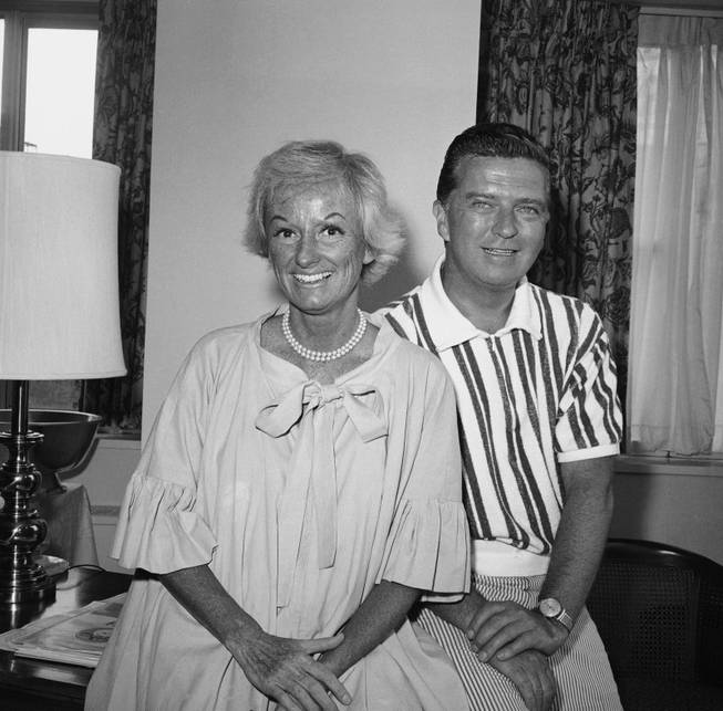 Comedienne Phyllis Diller, 45-year-old mother of five, shown with her husband, Sherwood, Sept. 3, 1963 at the Americana Hotel in New York City. 
