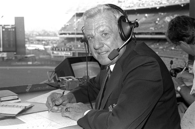 Hall of Famer Ralph Kiner, now a New York Mets' broadcaster, won or shared the National League home run title for seven consecutive years, but what usually comes to mind is his unmatched feat of homers in three consecutive All-Star Games, 1949-51.  Kiner is shown at Shea Stadium on May 10, 1985.