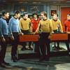 In this undated photograph released by Paramount Pictures, the cast of the original "Star Trek" television series and movies are seen from left: DeForest Kelley, Leonard Nimoy, Walter Koenig, Nichelle Nichols, William Shatner, George Takei and Jimmy Doohan. 