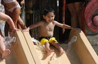A little boy gets ready to go down a water slide at a Utah Cowabunga park. (Courtesy Photos)