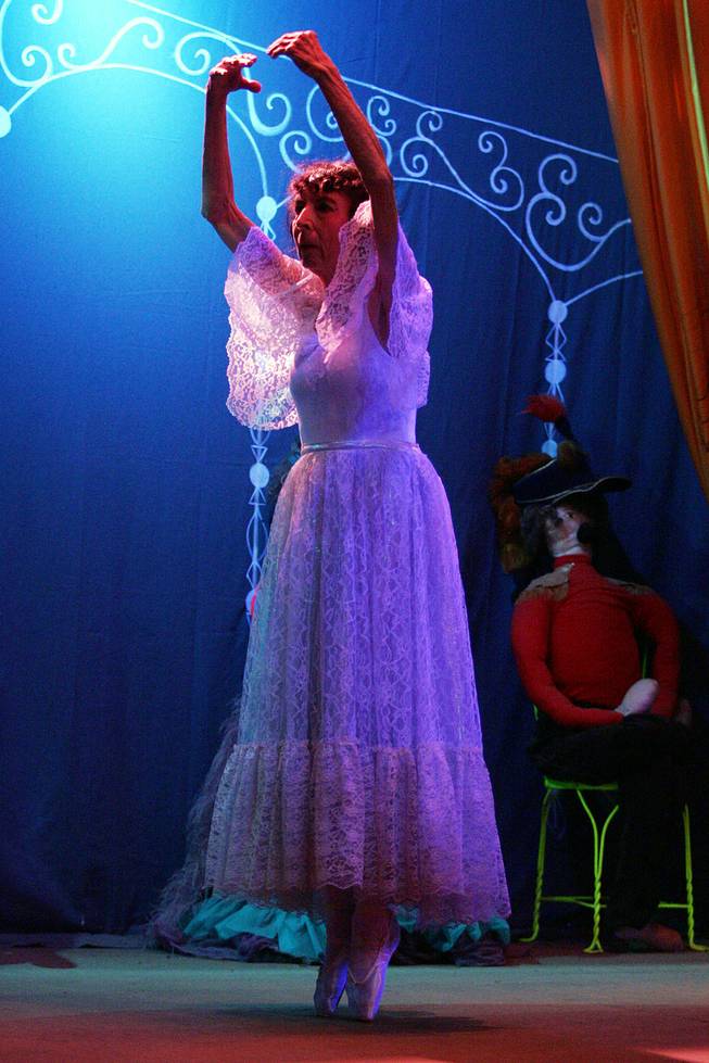 Marta Becket dances en pointe during her one-woman show "Masquerade" to open the 2005-2006 season at the Amargosa Opera House in Death Valley Junction Oct. 1st, 2005.