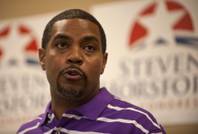 Steven Horsford announces his intentions to run for re-election in the 2014 before a gathering of constituents at his campaign headquarters in North Las Vegas on Friday afternoon.