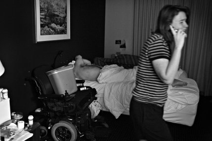 Kathy Urbanski talks to a police dispatcher in panicked tears Wednesday night while Tom stays in bed with a new pressure sore and violent headache from pain killer withdrawal -  which he discontinued last week after 10 months. Outside the hotel moments earlier she thought she saw a person police identified as a person of interest in the Minxx shooting case.  Fearful for their safety, she was terrified to even peer outside. 