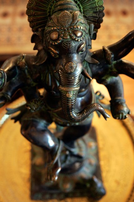 A statue of Hindu deity Ganesh brought home from India by George Cohan, 83, a UNLV lecturer, who has traveled to 114 countries in his life. 