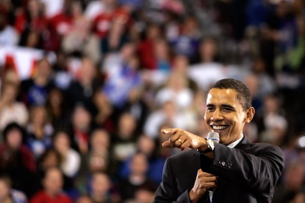 Democratic presidential hopeful Sen. Barack Obama speaks during a town ...