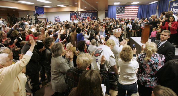 Presidential candidate Sen. Hillary Clinton is applauded as she arrives ...