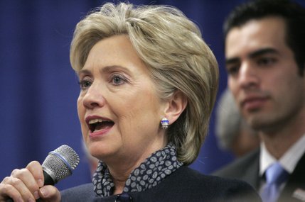 Presidential candidate Sen. Hillary Clinton speaks to supporters at the Sheet Metal Workers Union Saturday, Jan. 12, 2008. 