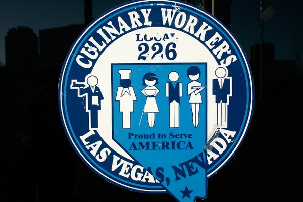 The logo from the Culinary Union Local 226 headquarters, where ...