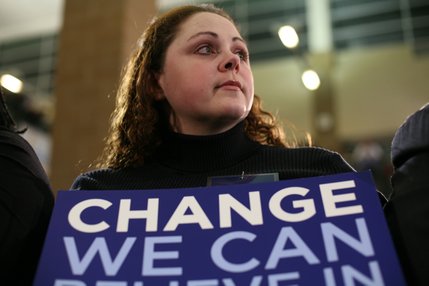 Erica Troutman, 28, waits before Sen. Barack Obama speaks to supporters, after an introduction by his wife, Michelle, at Rancho High School on Thursday, Jan. 17.