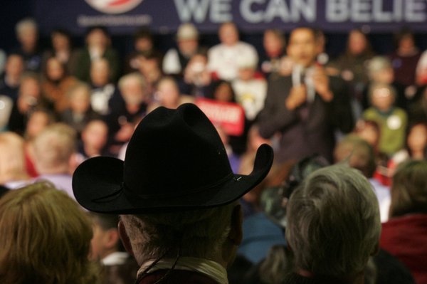 Joey James wears a symbol of rural Nevada as Sen. ...