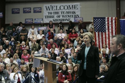 Sen. Hillary Clinton makes her campaign appearance at the Elko Indian Colony Gymnasium Friday, Jan. 18, 2008.