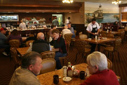 It's life as usual at The Searchlight Nugget Casino restaurant on the Saturday morning of the Nevada democratic caucus. 