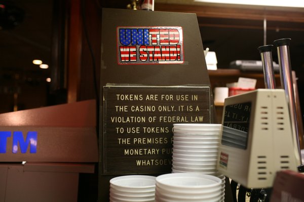 Signs of the times at the Searchlight Nugget Casino on ...