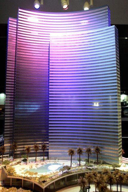 A model of the Vdara Condo Hotel, part of the City Center project on display at their sales office off Las Vegas Boulevard South in Las Vegas Wednesday, January 23, 2008.