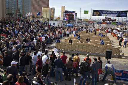 Twenty competitors had one hour to build the highest 26 foot wall for the title of 