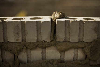 Competitors were given 1,000 modular bricks for the Spec Mix Bricklayer Competition at The World of Concrete convention at the Las Vegas Convention Center on Thursday, January 23, 2008.