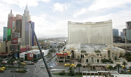 Fire trucks surround the Monte Carlo after a fire broke out Friday, Jan. 25, 2008. 