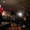 In the glare of photographers’ flashes, Sen. Hillary Clinton makes her victory speech at Planet Hollywood in Las Vegas after winning the Nevada Democratic caucus. 