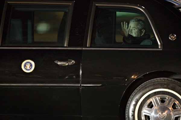 President George W. Bush arrives on Air Force One at ...