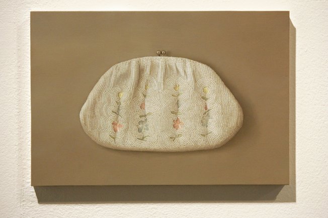 This small trompe l’oeil painting by Victoria Gitman at the Las Vegas Art Museum is meant to trick the eye.