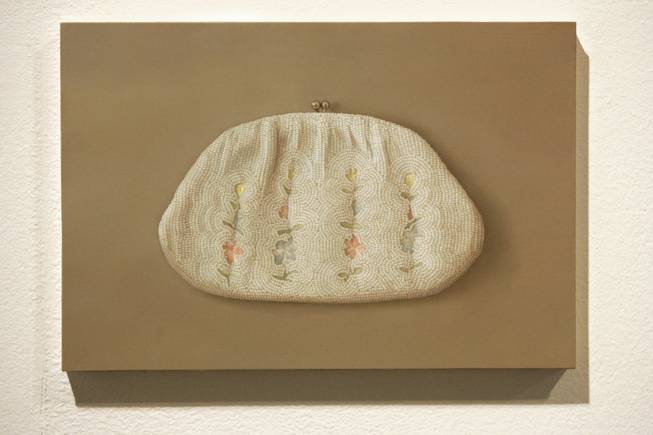 This small trompe l’oeil painting by Victoria Gitman at the Las Vegas Art Museum is meant to trick the eye.