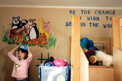  Mariah Velasquez, 7, plays in the playroom at Family Promise in Las Vegas on Friday. The program is helping her reunited family.