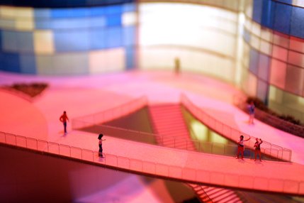 The walkway area in a model of the Harmon Hotel Spa and Residences, part of the CityCenter Las Vegas project. 