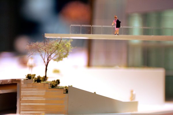 A walkway in a model of Veer Towers, part of ...
