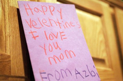 A Valentine's Day card from Azbi Selimaj for his mother Deshira. Deshira Selimaj was killed by a Henderson police officer at the scene of a traffic stop.