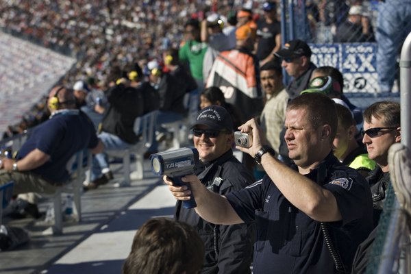 North Las Vegas police officer John Tonry clocks race cars ...