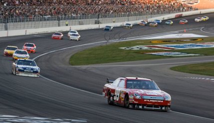 Carl Edwards, in the no. 99 Dish Network car, wins the NASCAR UAW-Dodge 400 auto race at Las Vegas Motor Speedway.