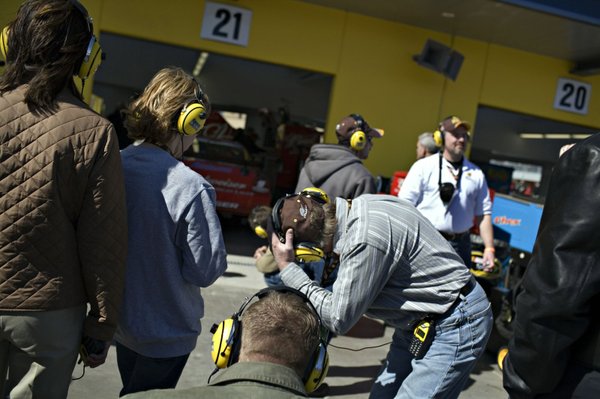 Spectators check out the Neon Garage area before NASCAR UAW-Dodge ...