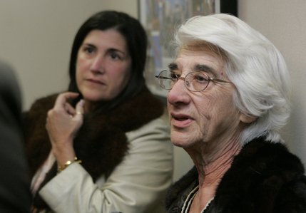 Dawn Perry, left, listens as her mother Mary Jane Perry, 76, talks to reporters at Las Vegas City Hall after learning that an appeal hearing for the Endoscopy Center of Southern Nevada was closed to the public. Perry said she was concerned because she had had a colonoscopy done at the center.