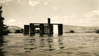 In this undated photograph, water rises over the ruins of St. Thomas. 