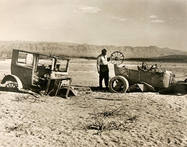 A photo from April 11, 1945 shows cars abandoned by ...